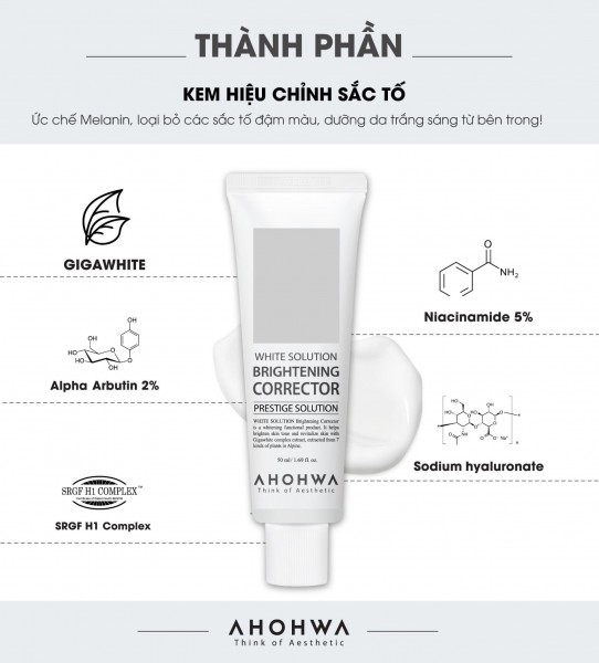 Kem Dưỡng Hỗ Trợ Cải Thiện Sắc Tố, Làm Sáng Da Đều Màu Ahohwa - Brightening Corrector 50ml