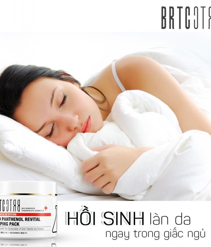 Mặt nạ (kem) ngủ siêu dưỡng trắng da BRTC chính hãng - BRTC Gold Panthenol Revital Sleeping Pack 80ml