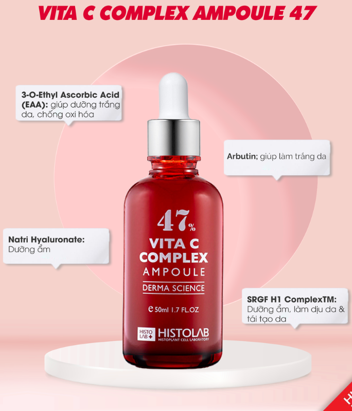 Tinh chất dưỡng trắng da, mờ thâm nám Histolab chính hãng - Serum Vita C Complex Ampoule 47%