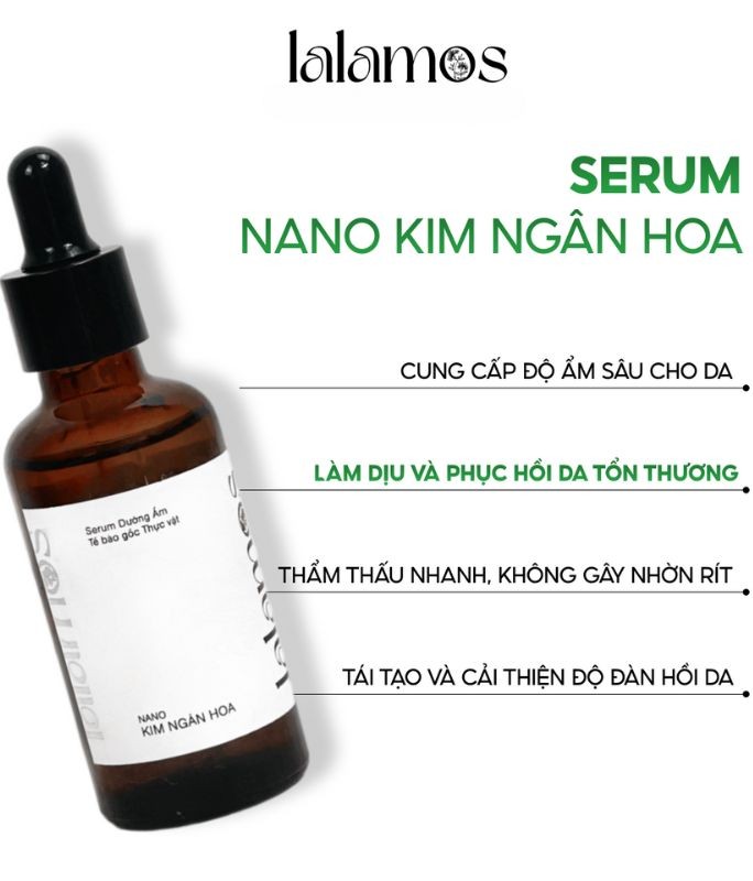 Serum phục hồi , dưỡng ẩm cho da Nano Kim Ngân Hoa Lalamos 