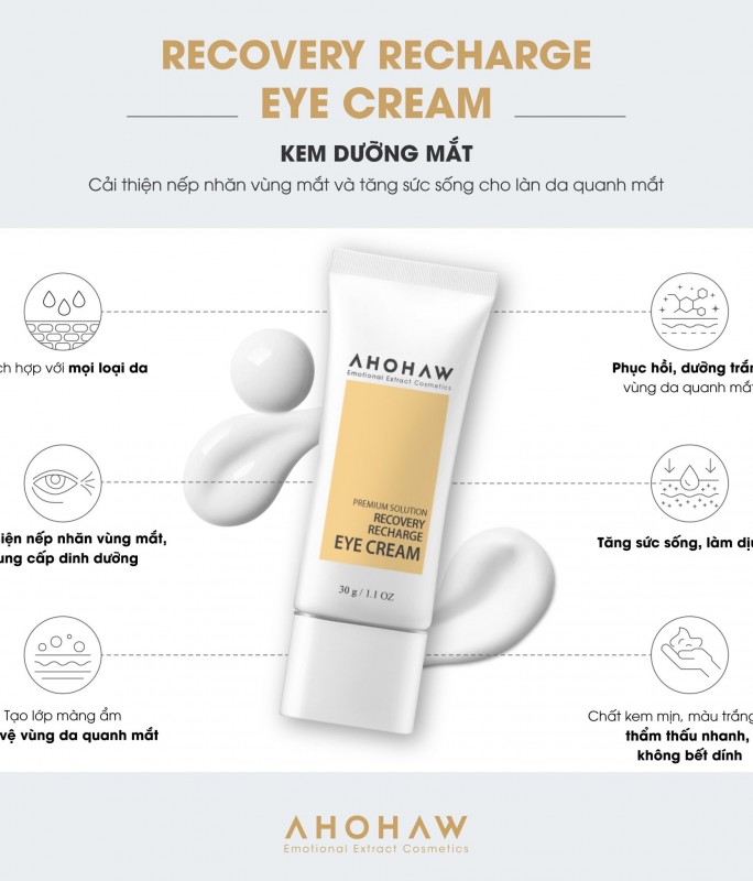 Kem Cấp Ẩm & Cải Thiện Nếp Nhăn Vùng Mắt - Ahohwa Recovery Recharge Eye Cream 30gr