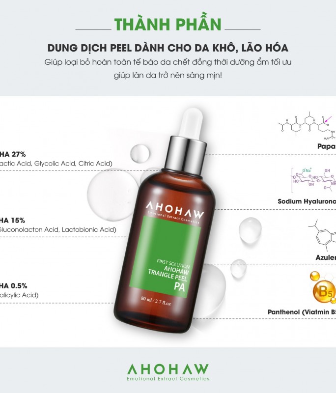 Peel Dành Cho Da Khô, Kém Săn Chắc, Sạm Màu - Ahohwa Triangle Peel PA 30ml