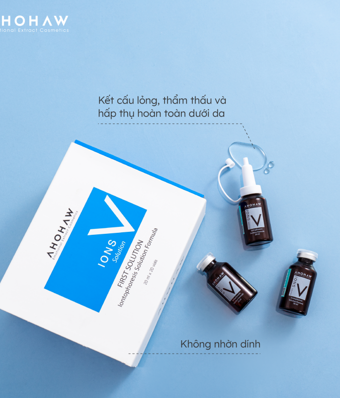 Tế Bào Gốc Thực Vật Phục Hồi Da Mụn, Da Nhạy Cảm - Ahohwa Ions V Solution - Hộp 20 lọ x 20ml