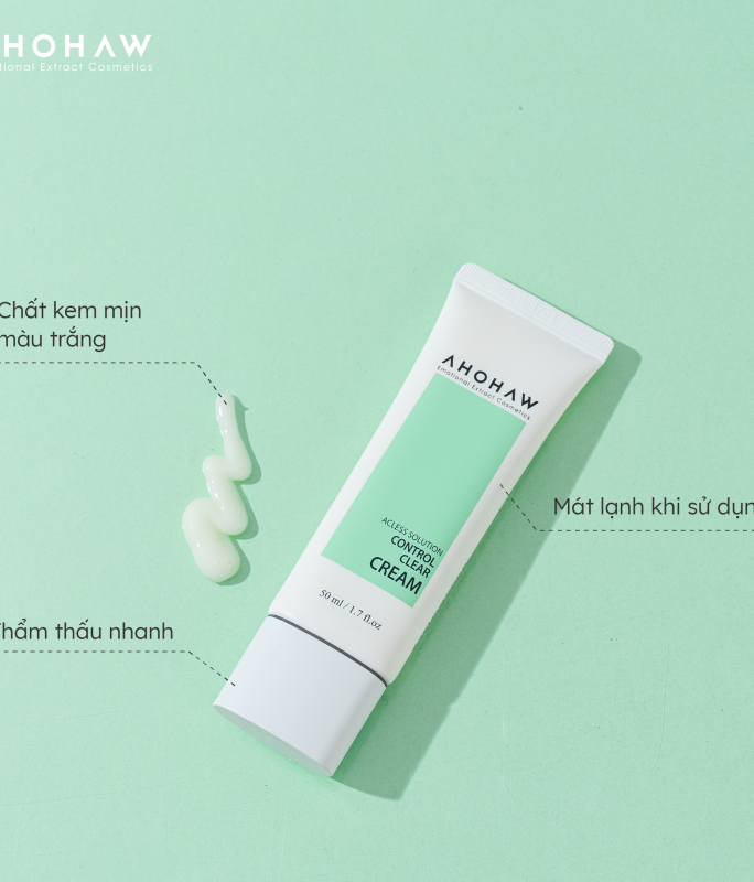 Kem Dưỡng Ẩm, Giảm Mụn Trứng Cá - Ahohwa Control Clear Cream 50ml