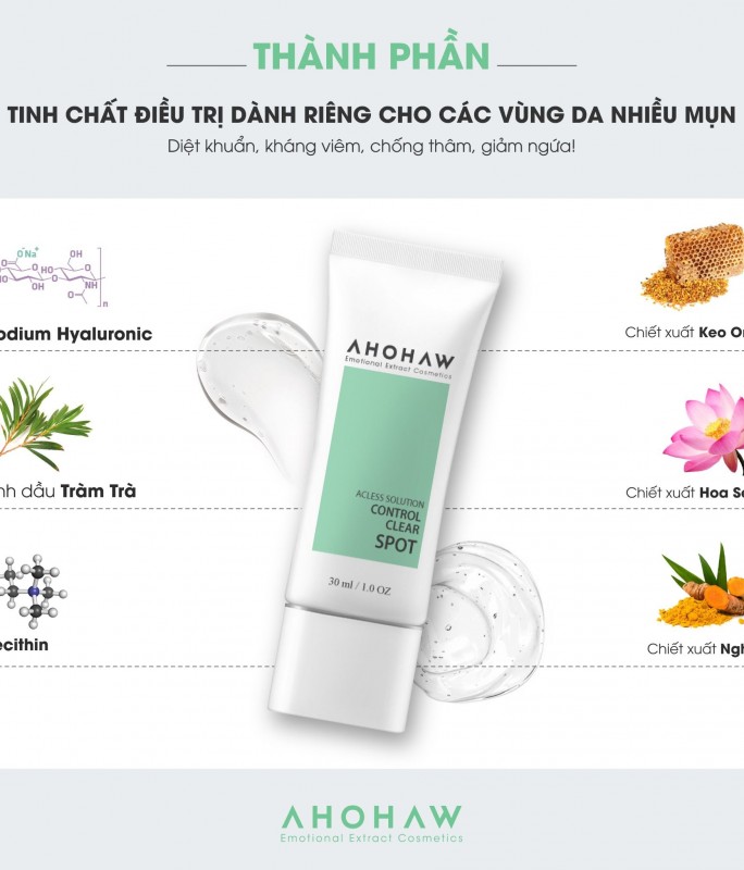 Kem Dưỡng Ẩm, Giảm Mụn Trứng Cá - Ahohwa Control Clear Cream 50ml