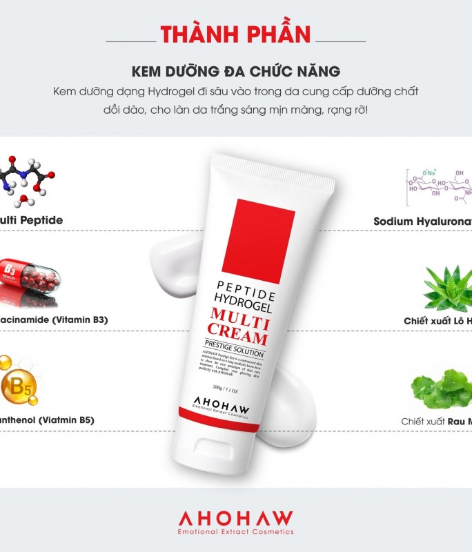 Kem Dưỡng Botox Peptide, Phục Hồi & Cải Thiện Nếp Nhăn - Ahohwa Peptide Hydrogel Multi Cream 80gr