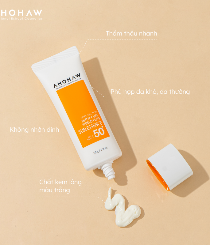 Tinh Chất Chống Nắng Vật Lý Lai Hoá Học - Ahohwa Inten Cure Shield Plus Sun Essence SPF 50+/PA+++ 50gr