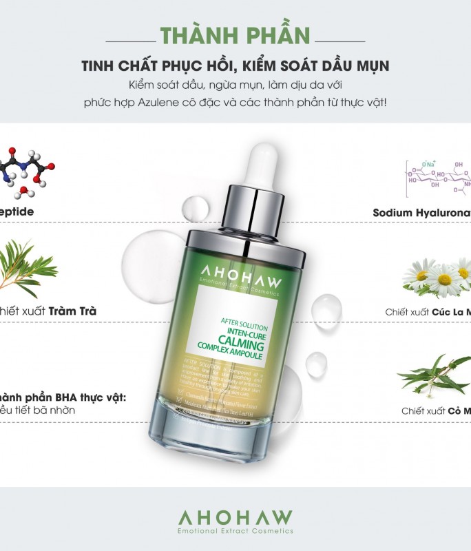 Tinh Chất Giảm Viêm, Cải Thiện Mụn - Ahohwa Inten Cure Calming Complex Ampoule 150ml