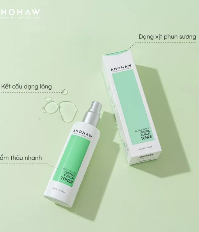 Toner Cân Bằng Da, Cấp Ẩm Dịu Nhẹ, Cải Thiện Mụn - Ahohwa Control Clinical Toner 140ml