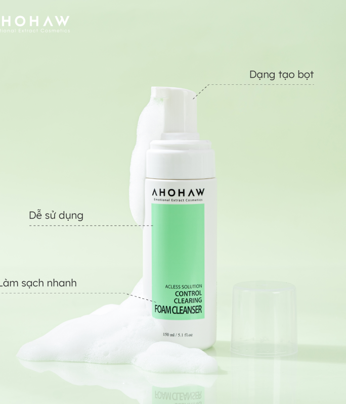 Sữa Rửa Mặt Dạng Bọt Dành Cho Da Dầu Mụn - Ahohwa Control Clearing Foam Cleanser 150ml